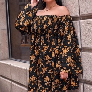 Floral Off-Shoulder Long Sleeve Dress